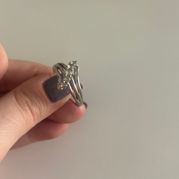 5 Stone White Sapphire Sterling Silver Ring Size 7 - Picture 6 of 7